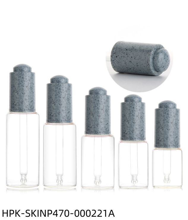 Glass Bottle with Blue Gray Push-button Pipette Cap